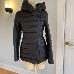 Mackage Black Leather and nylon puffy jacket